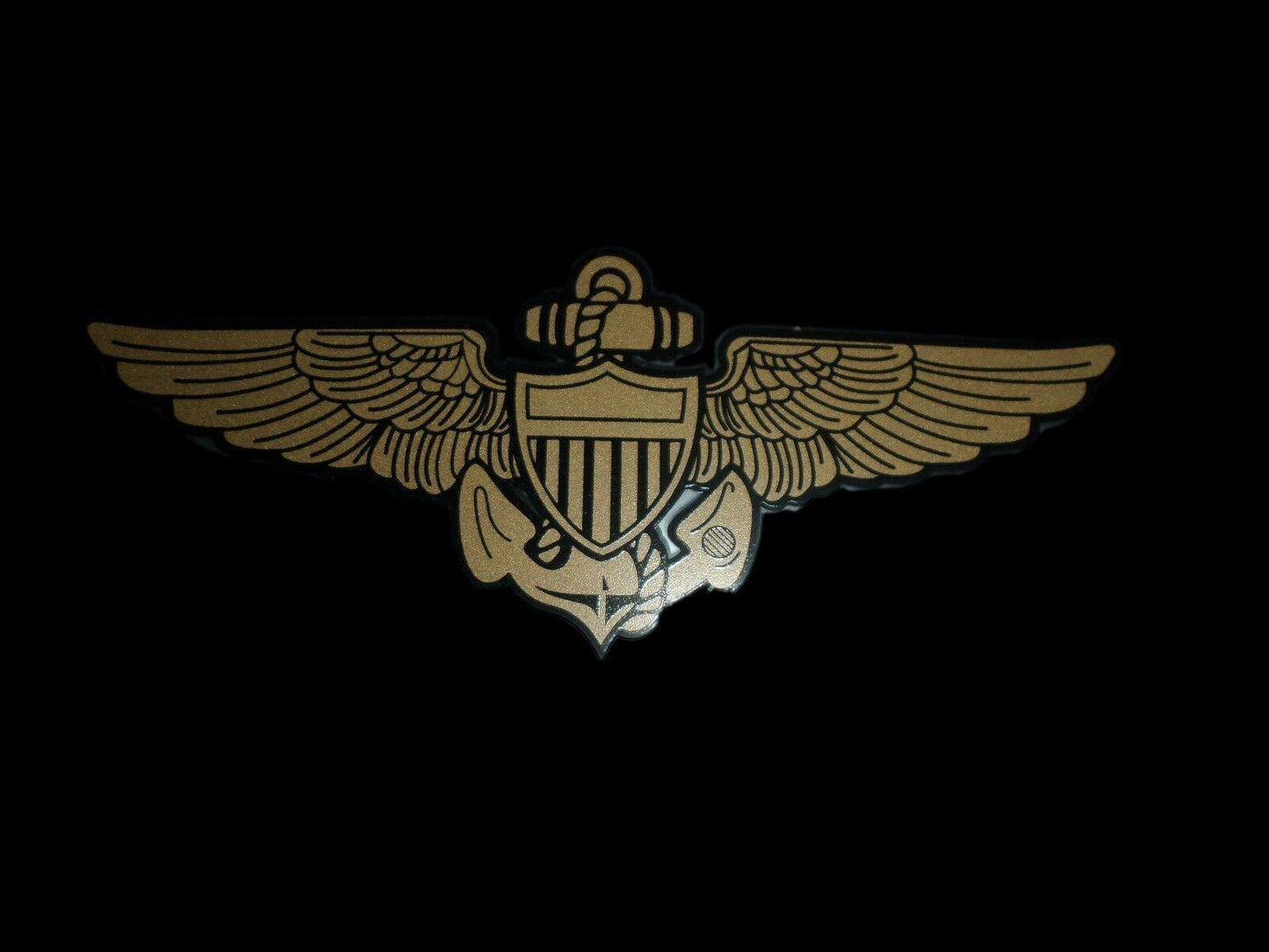 U.S MILITARY NAVY MC GOLD AVIATOR WINGS WINDOW DECAL STICKER 6" X 2.5" INCHES