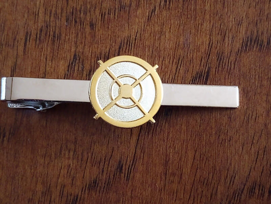 SNIPER SCOPE TIE BAR TIE TAC CLIP ON GOLD ON SILVER BAR U.S.A MADE