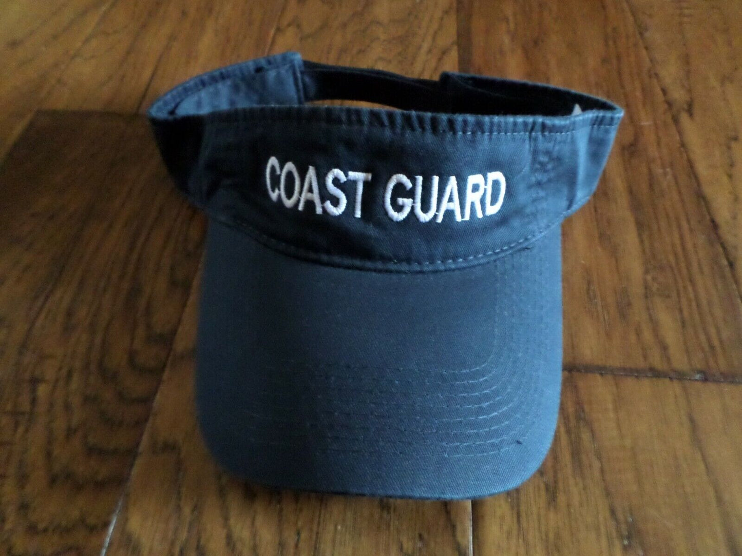 U.S COAST GUARD SUN VISOR CAP BLUE HAT WITH EMBROIDERED WHITE COAST GUARD