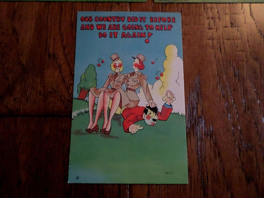 WWII U.S MILITARY COMIC POSTCARDS FEMALE WAC BY BEALS HITLER SERIES