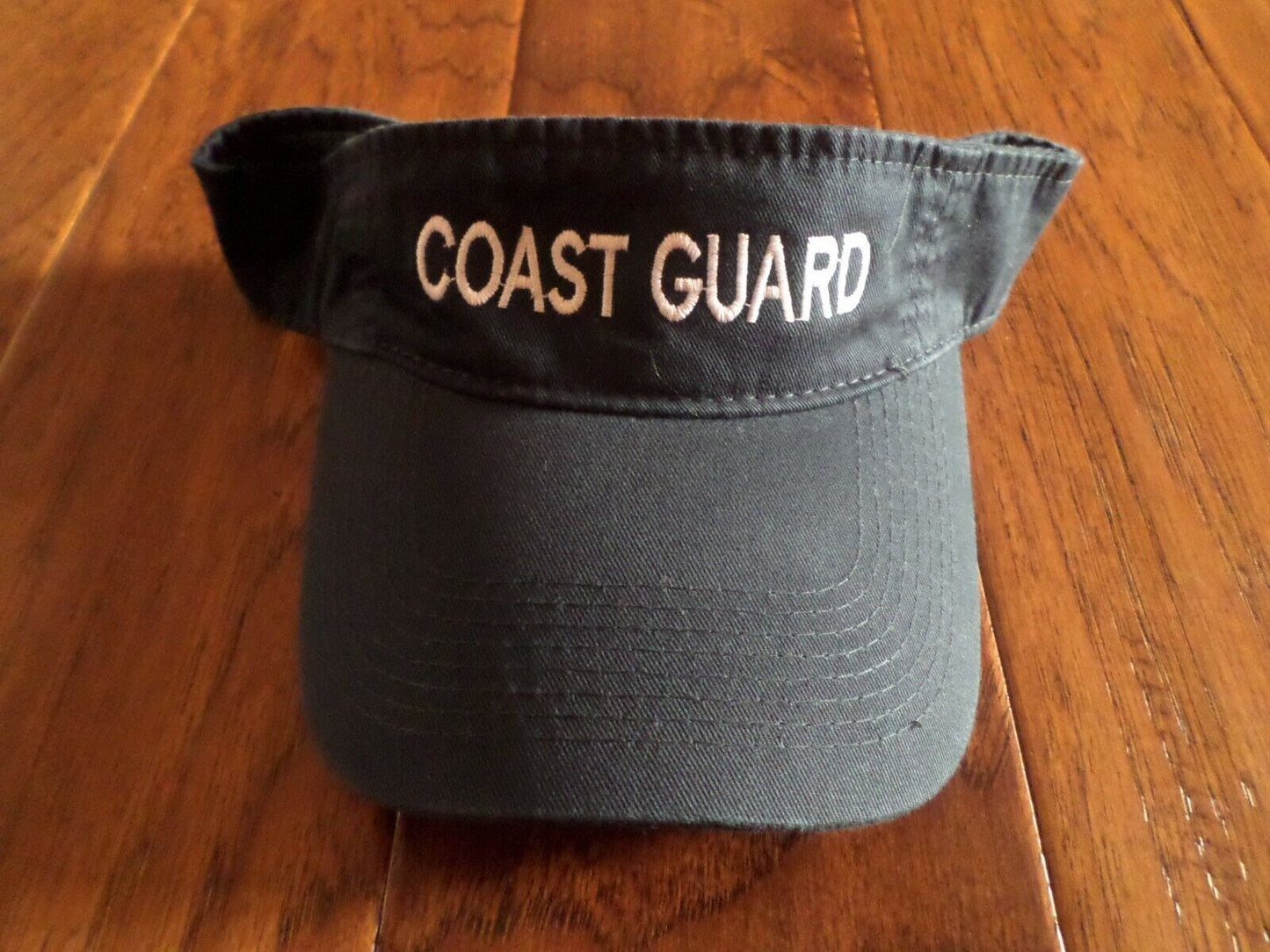 U.S COAST GUARD SUN VISOR CAP BLUE HAT WITH EMBROIDERED WHITE COAST GUARD