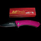 Mtech linerlock folding pocket knife with belt clip 440 steel USA made