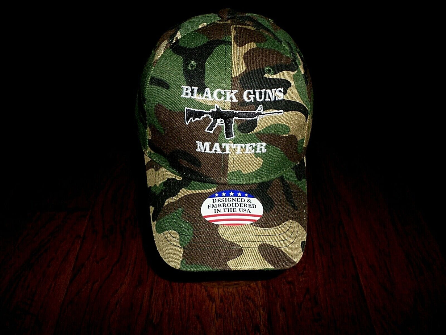 BLACK GUNS MATTER 6 PANEL CAP EMBROIDERED HAT CAMOUFLAGE 2nd AMENDMENT