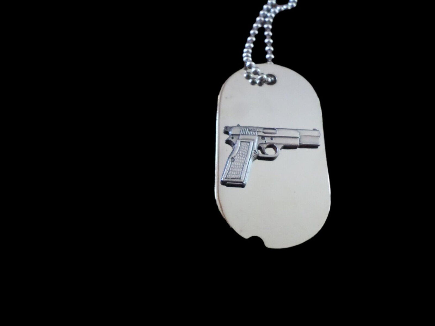 U.S MILITARY DOG TAG AND CHAIN NECKLACE WITH 45 AUTO GUN PISTOL