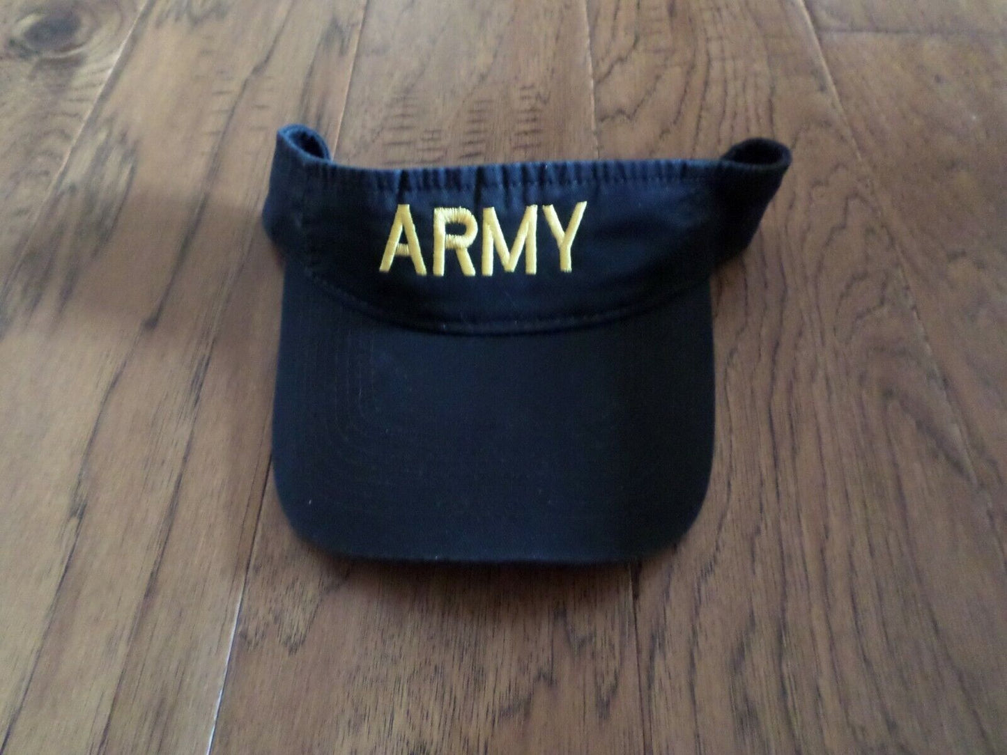 U.S  ARMY SUN VISOR CAP BLACK HAT WITH EMBROIDERED YELLOW ARMY