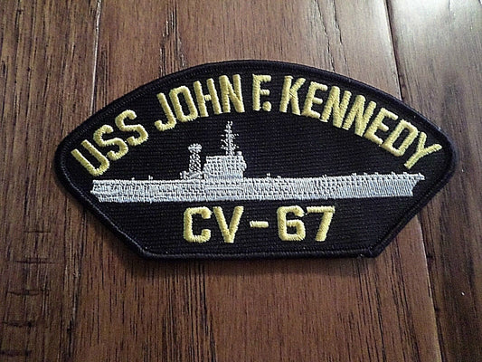 U.S NAVY SHIP HAT PATCH. USS JOHN F. KENNEDY CV-67 CARRIE USA MADE HEAT TRANSFER