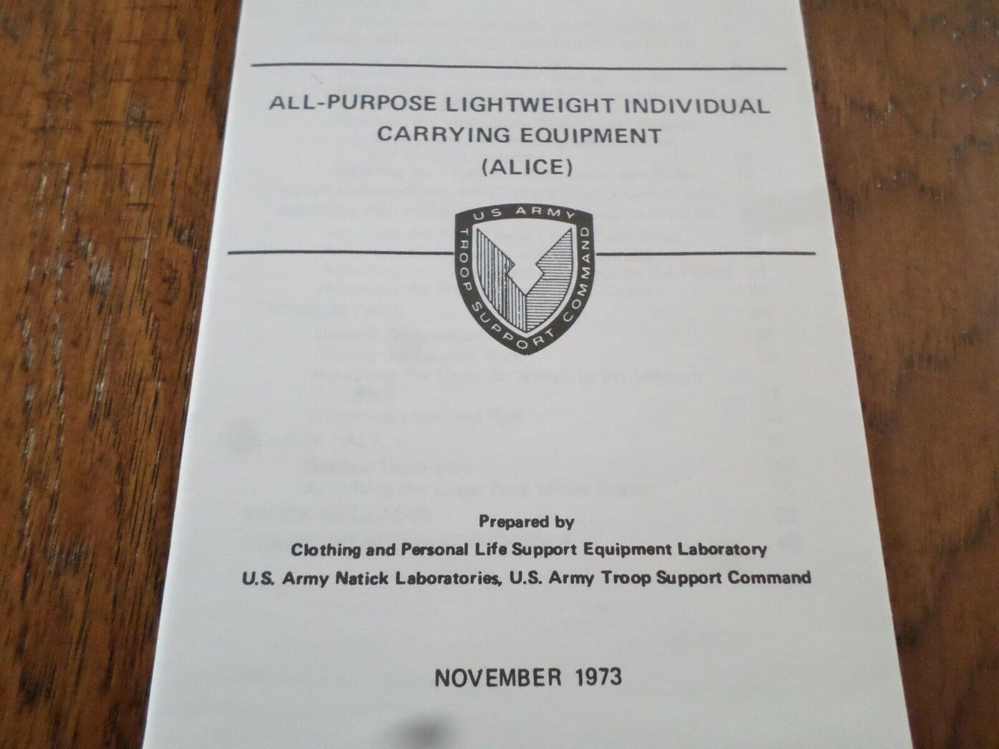 U.S ARMY ALICE GEAR HANDBOOK CARE AND USE OF EQUIPMENT ADJUSTMENTS & ATTACHING