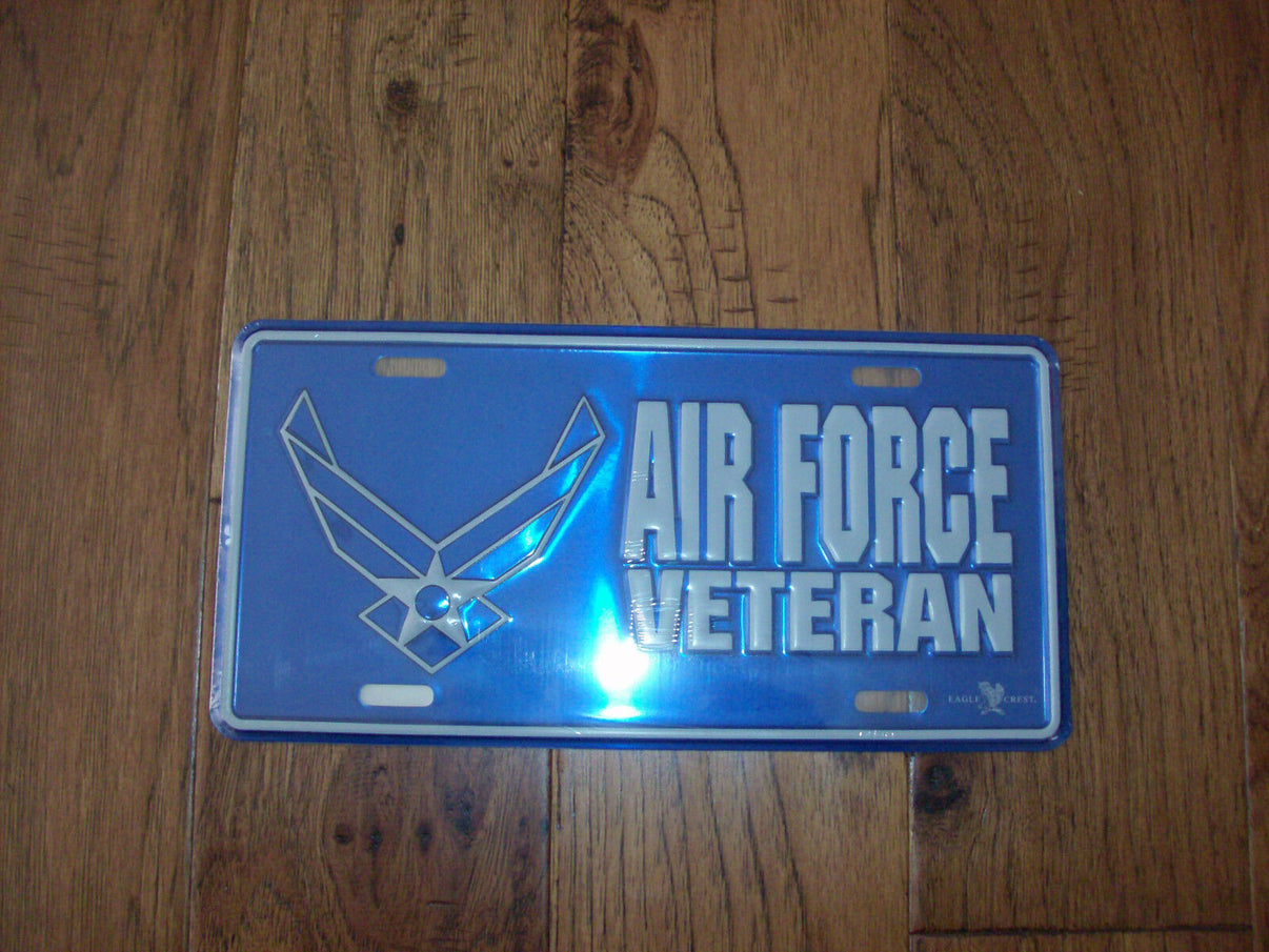 U.S AIR FORCE VETERAN LICENSE PLATE, METAL UNIQUE RAISED LETTER 3D DES Clay's Military