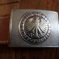 POST WAR WEST GERMAN ARMY BW LEATHER BELT + BUCKLE SIZE LARGE 110CM 42" INCHES