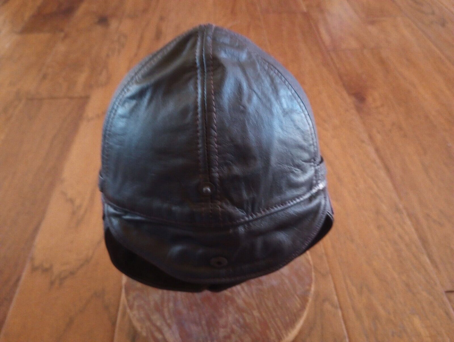 LEATHER AVIATOR HELMET CAP WWII GERMAN BROWN NEW REPRODUCTION X-LARGE