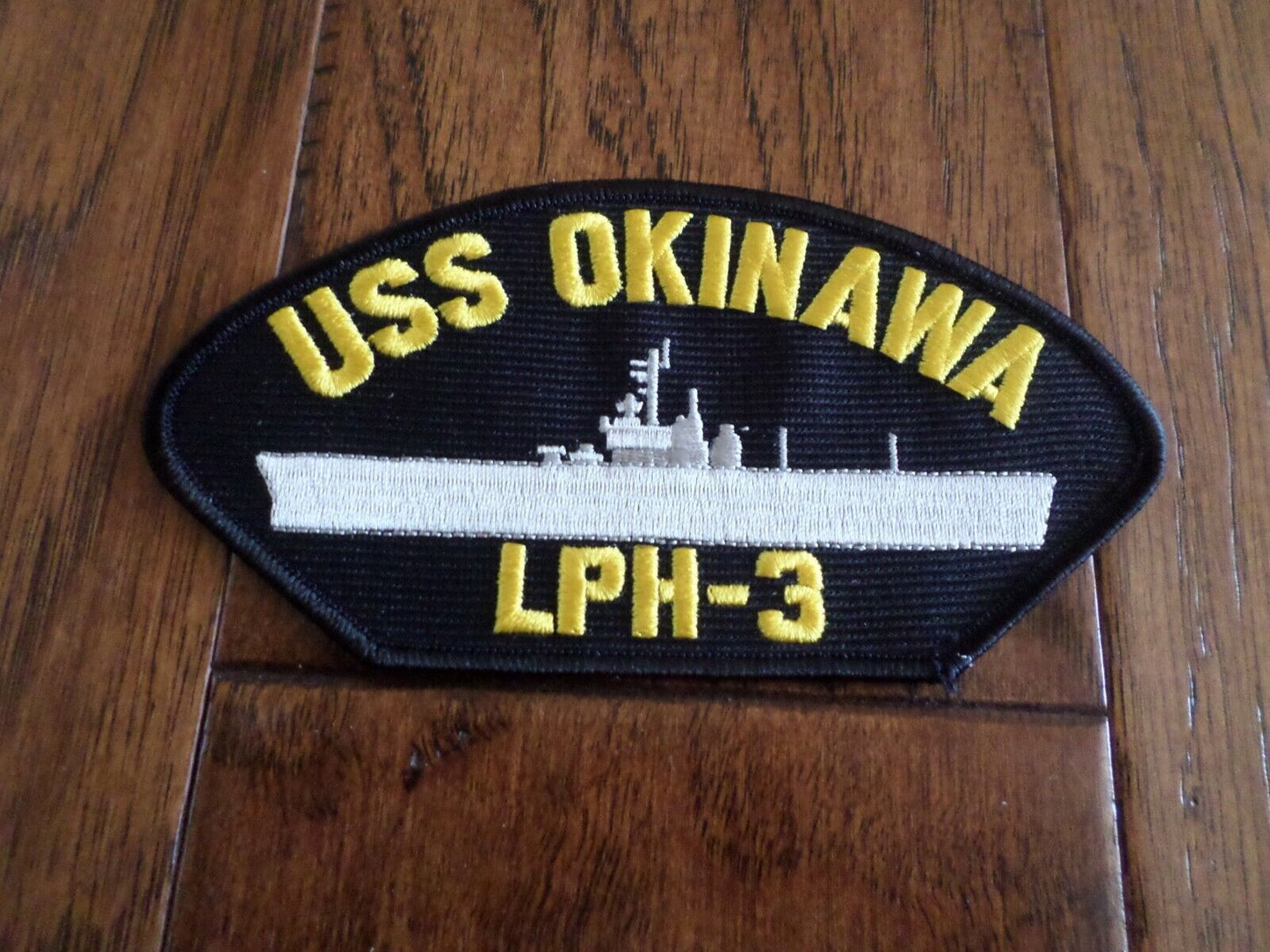 USS OKINAWA LPH-3 U.S NAVY SHIP HAT PATCH U.S.A MADE 3 X 6 HEAT TRANSFER