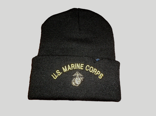 U.S MILITARY STYLE MARINE CORPS EGA BEANIE 2 PLY COLD WEATHER WATCH CAP USMC