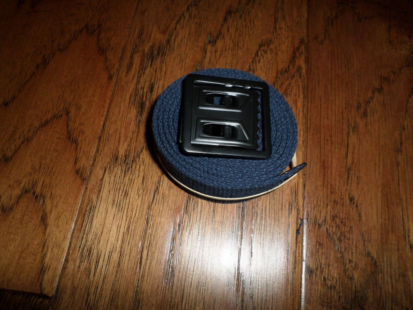 US MILITARY STYLE NAVY BLUE WEB BELT WITH BLACK OPEN FACE BUCKLE