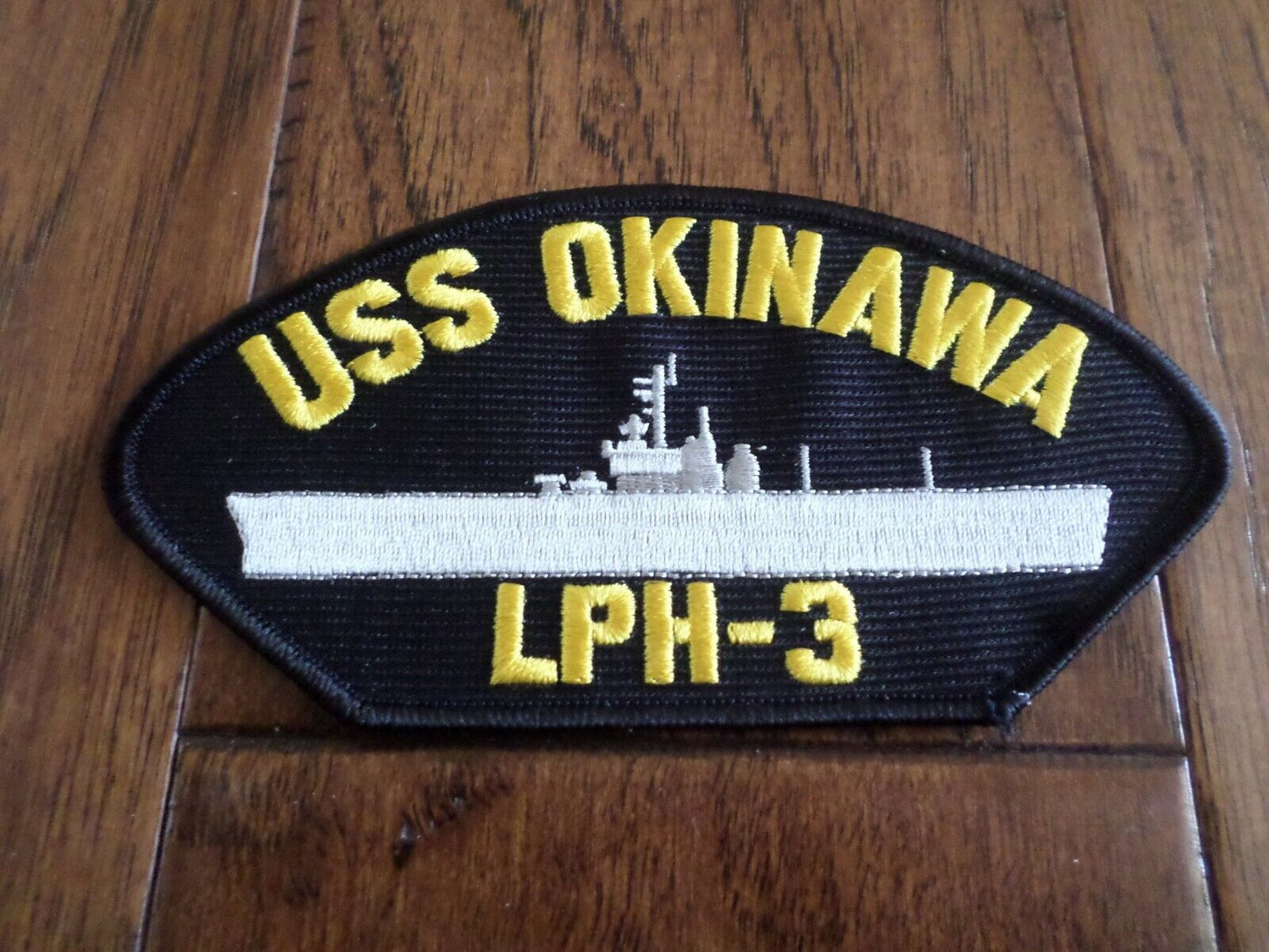 USS OKINAWA LPH-3 U.S NAVY SHIP HAT PATCH U.S.A MADE 3 X 6 HEAT TRANSFER