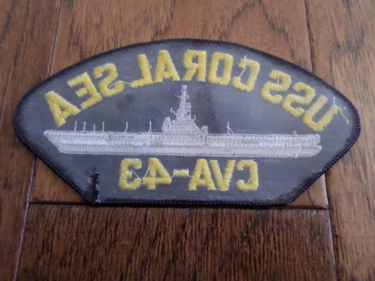 U.S NAVY SHIP HAT PATCH. USS CORAL SEA CVA - 43  NAVY CARRIER HAT PATCH