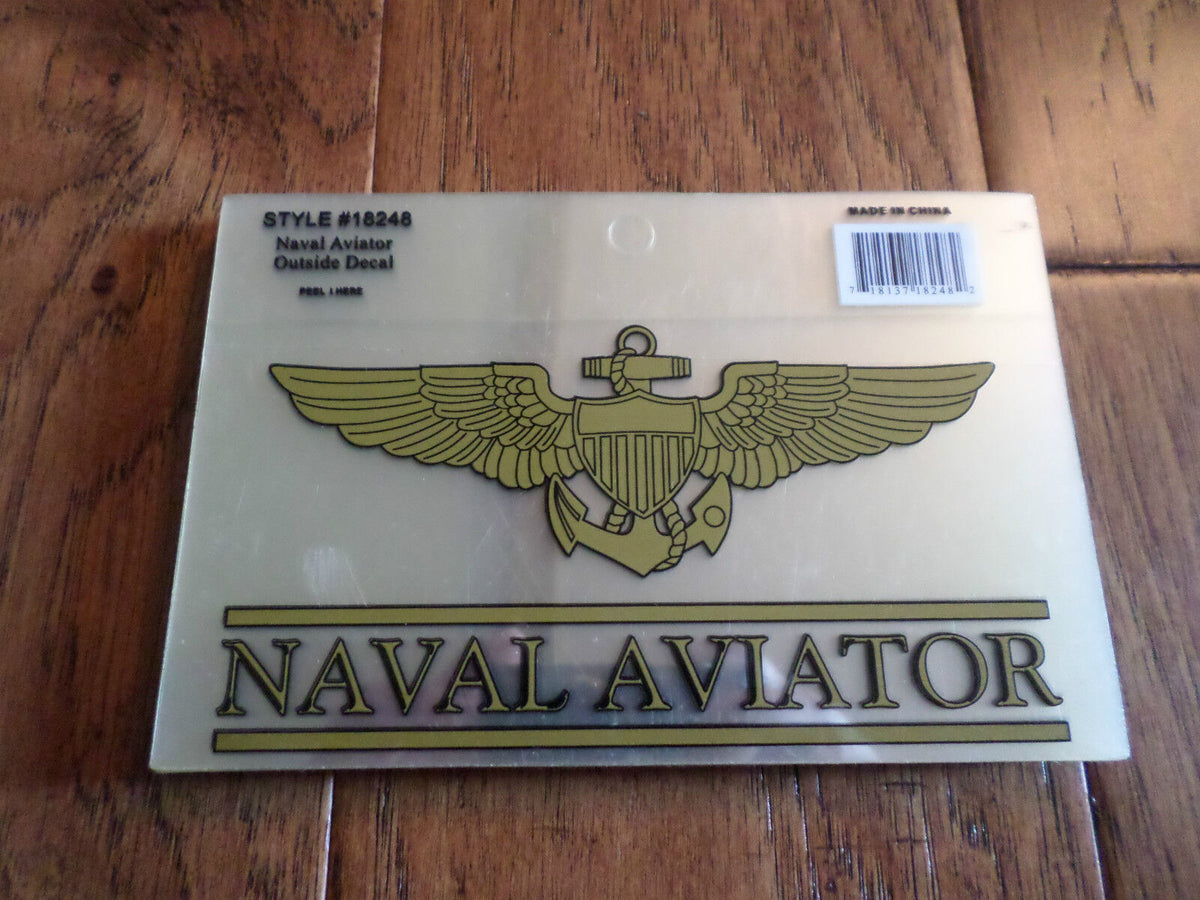Aviator Text Sticker U.S MILITARY NAVY NAVAL AVIATOR WINGS WINDOW DECAL STICKER OFFICIAL NA ...