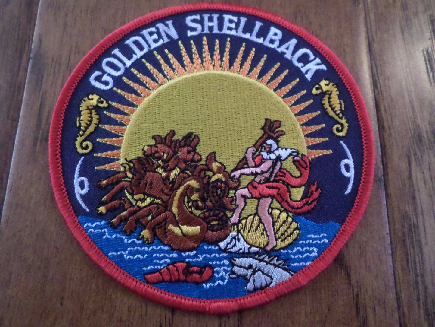 U.S.MILITARY NAVY GOLDEN SHELLBACK PATCH 4 1/2" x 4 1/2" GOOD QUALITY PATCHES