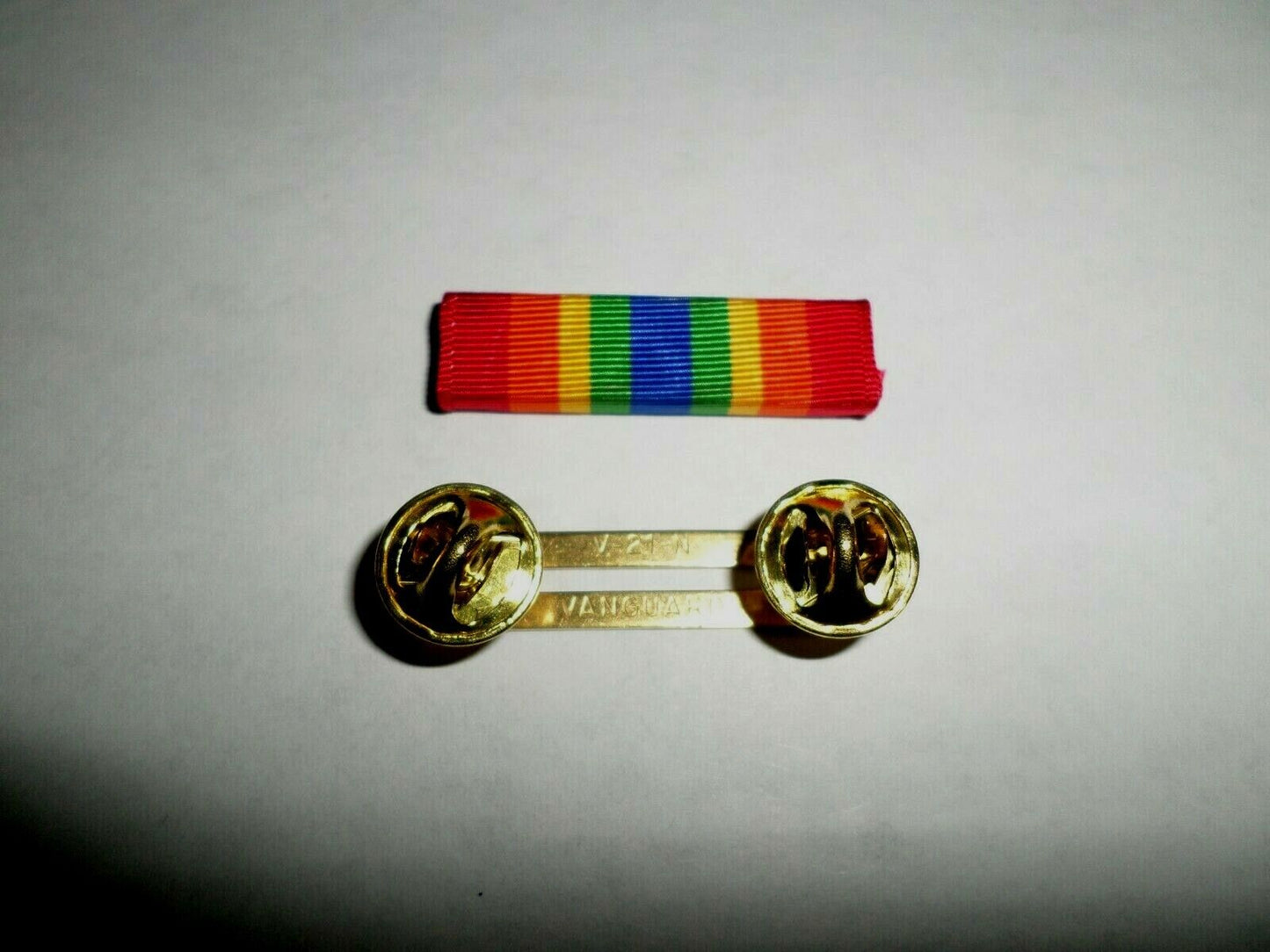 ARMY SERVICE RIBBON WITH BRASS RIBBON HOLDER US MILITARY ISSUE VETERAN