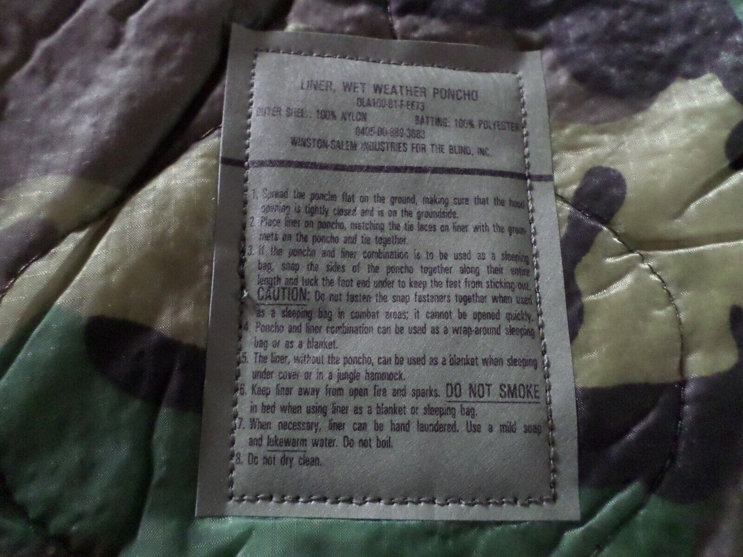 Military Issue Woodland Poncho Liner Woobie Blanket Army USMC New