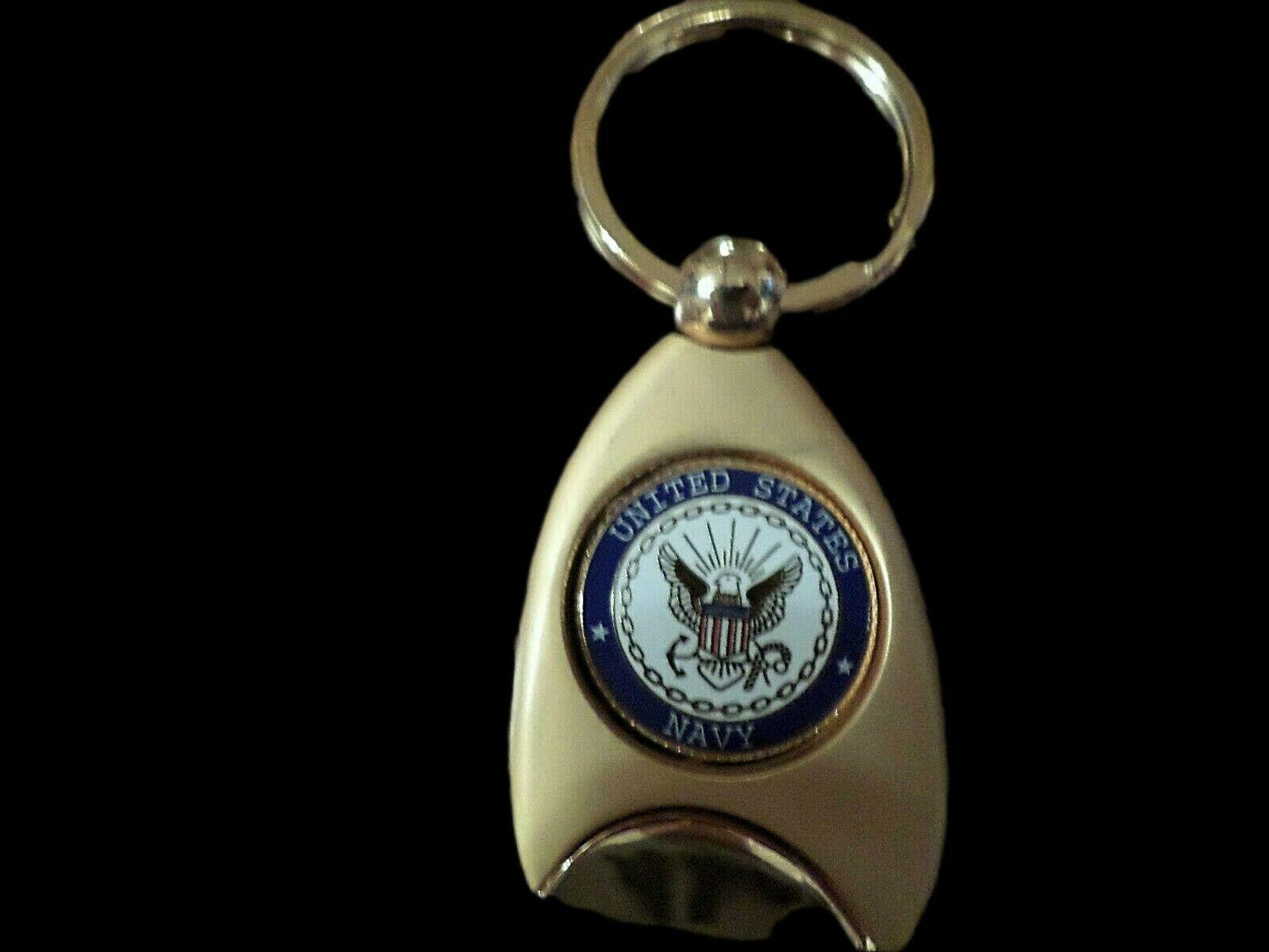 U.S MILITARY NAVY KEY CHAIN HEAVY DUTY METAL GOLD TONED KEY RING NAVY INSIGNIA