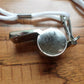 METAL NICKEL PLATED PEA CORK WHISTLE WITH LANYARD POLICE COACH EMERGENCY