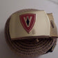 U.S MILITARY GRADE KHAKI WEB BELT WITH 5th MARINE CORPS BRASS BUCKLE U.S.A MADE