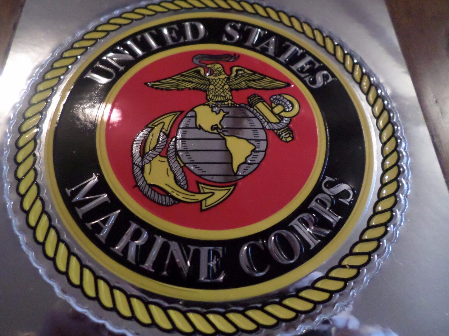 MARINE CORPS EMBOSSED FOIL EAGLE GLOBE & ANCHOR WINDOW DECAL STICKER U.S.A MADE