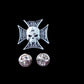 IRON CROSS HAT PIN LAPEL DOUBLE POST PIN SKULL & LIGHTNING