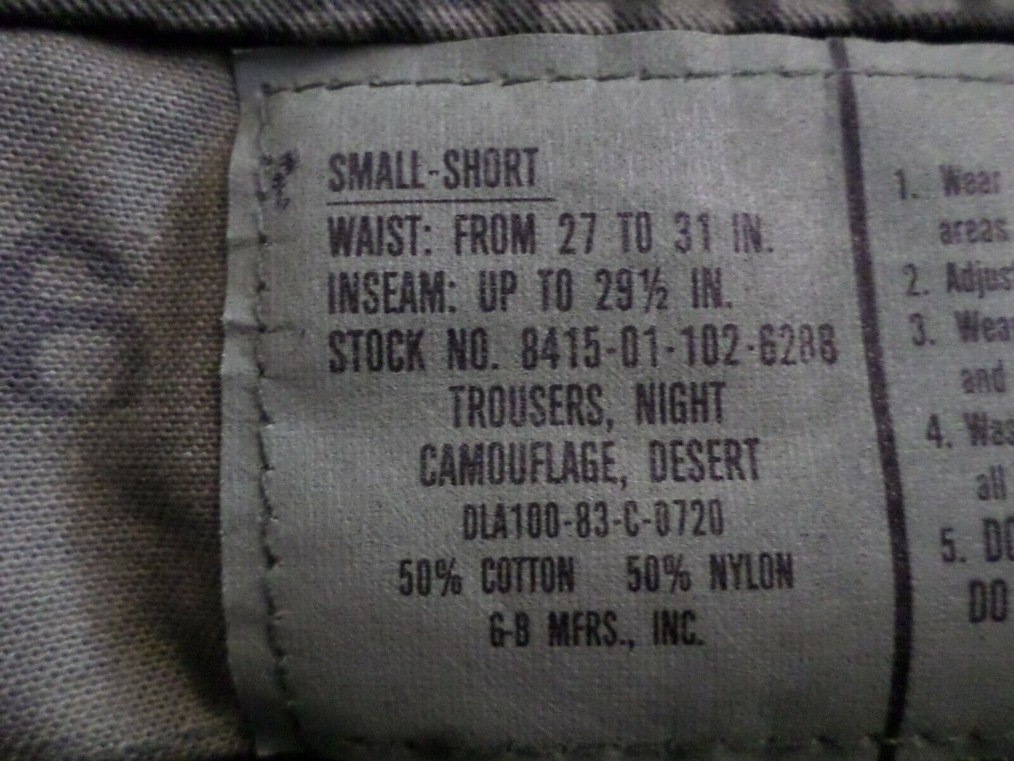 MILITARY ISSUE NIGHT DIGITAL DESERT CAMOUFLAGE BDU PANTS DESERT STORM NEW