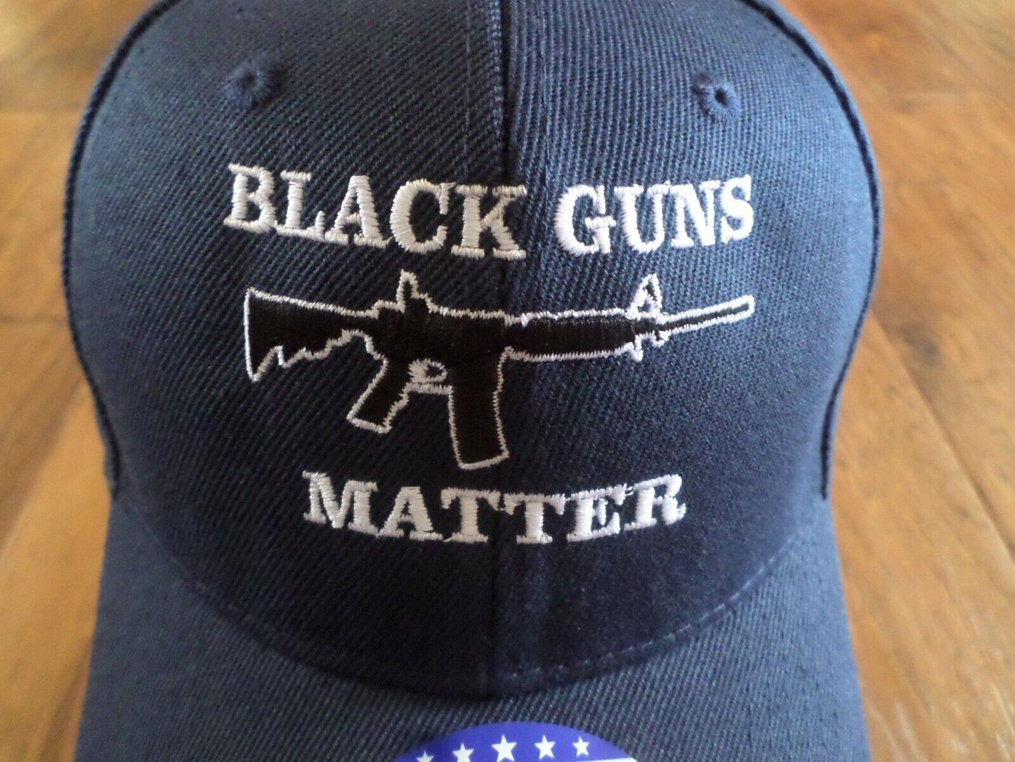 BLACK GUNS MATTER 6 PANEL CAP EMBROIDERED HAT 2nd AMENDMENT NAVY BLUE