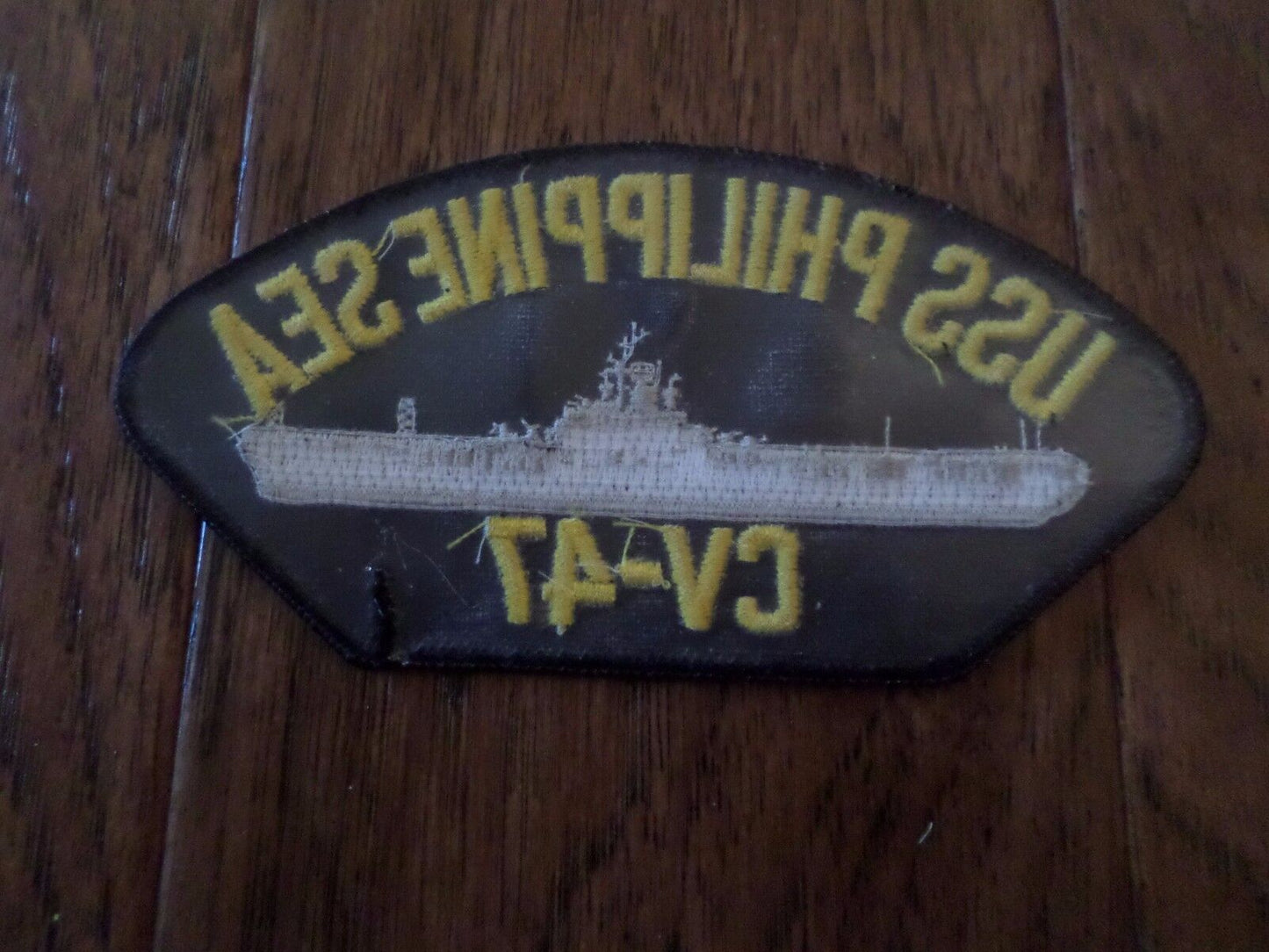 U.S NAVY SHIP HAT PATCH. USS PHILIPPINE SEA CV-47 U.S.A MADE HEAT TRANSFER