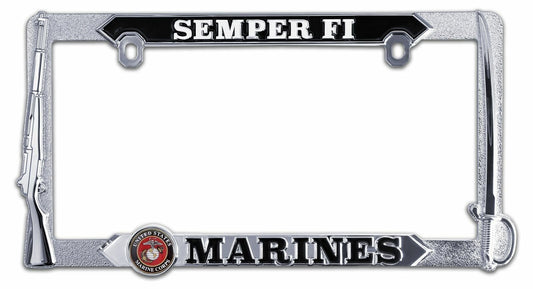 U.S MARINE CORPS SEMPER FI USMC HEAVY DUTY 3D METAL LICENSE PLATE FRAME