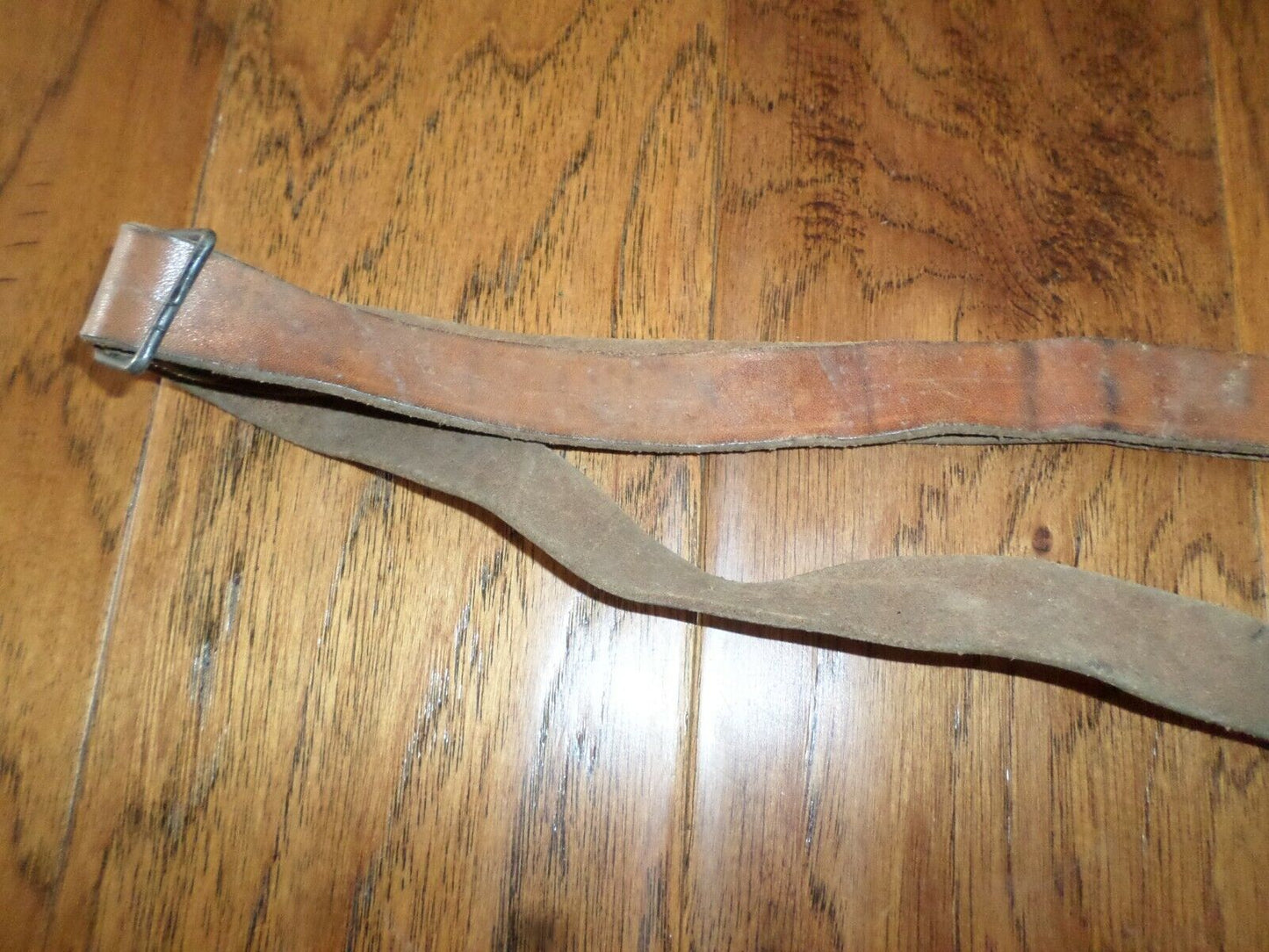 GENUINE FRENCH MILITARY MAT BROWN LEATHER RIFLE SLING ARMY MAS RIFLE 49 & 49/54