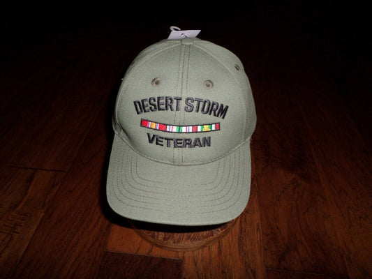 U.S MILITARY DESERT STORM VETERAN HAT MILITARY OFFICIAL CAP OD GREEN USA MADE