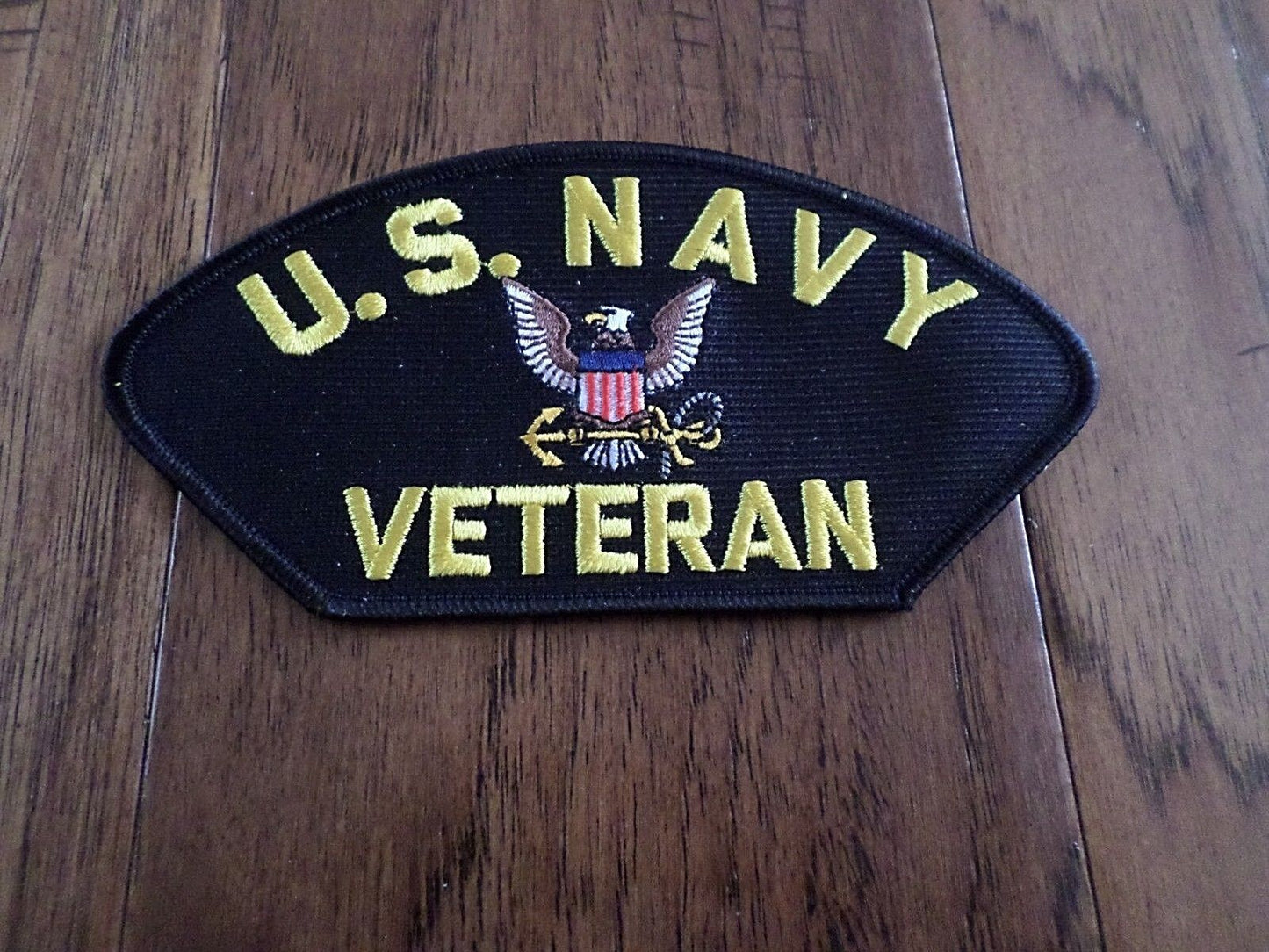 U.S NAVY VETERAN HAT PATCH NAVY VET 3" X 6" HEAT TRANSFER U.S.A MADE