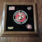 U.S MILITARY MARINE CORPS MEDALLION WITH PINS PRESENTATION SHADOW BOX OAK FRAME