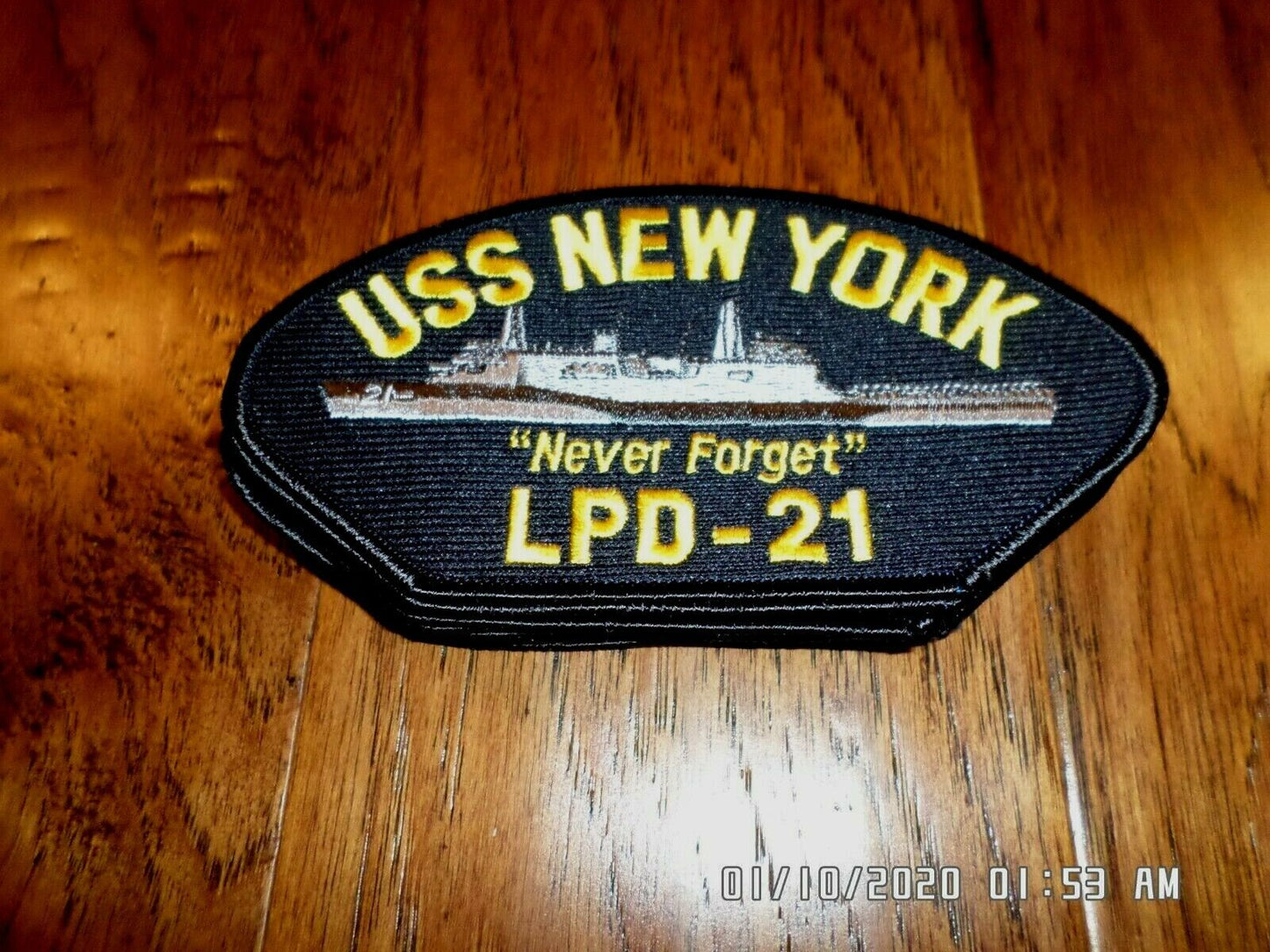 USS NEW YORK LPD-21 U.S NAVY SHIP HAT PATCH U.S.A MADE IN MEMORY OF 9-11