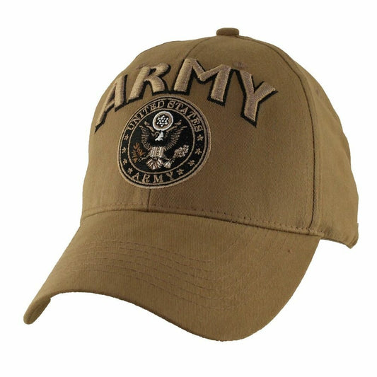 U.S MILITARY COYOTE BROWN ARMY HAT EMBROIDERED RAISED LETTERS OFFICIAL BALL CAP