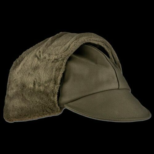 GERMAN MILITARY ISSUE ARMY OD GREEN COLD WEATHER WINTER CAP/HAT EAR FLAPS NEW