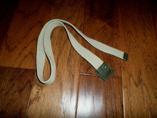ORIGINAL FRENCH MILITARY ISSUE KHAKI WEB BELT WITH OPEN FACE BUCKLE