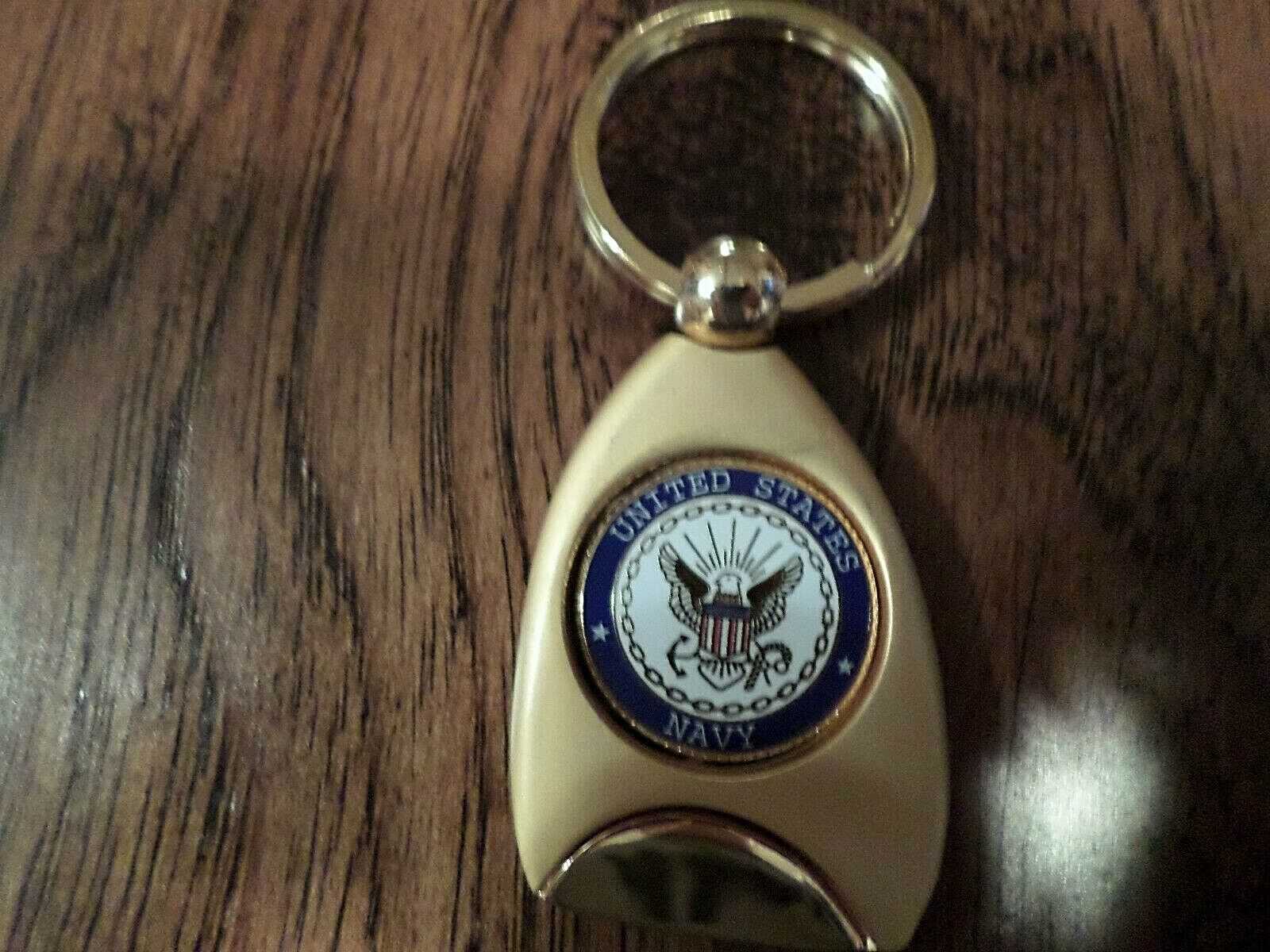 U.S MILITARY NAVY KEY CHAIN HEAVY DUTY METAL GOLD TONED KEY RING NAVY ...