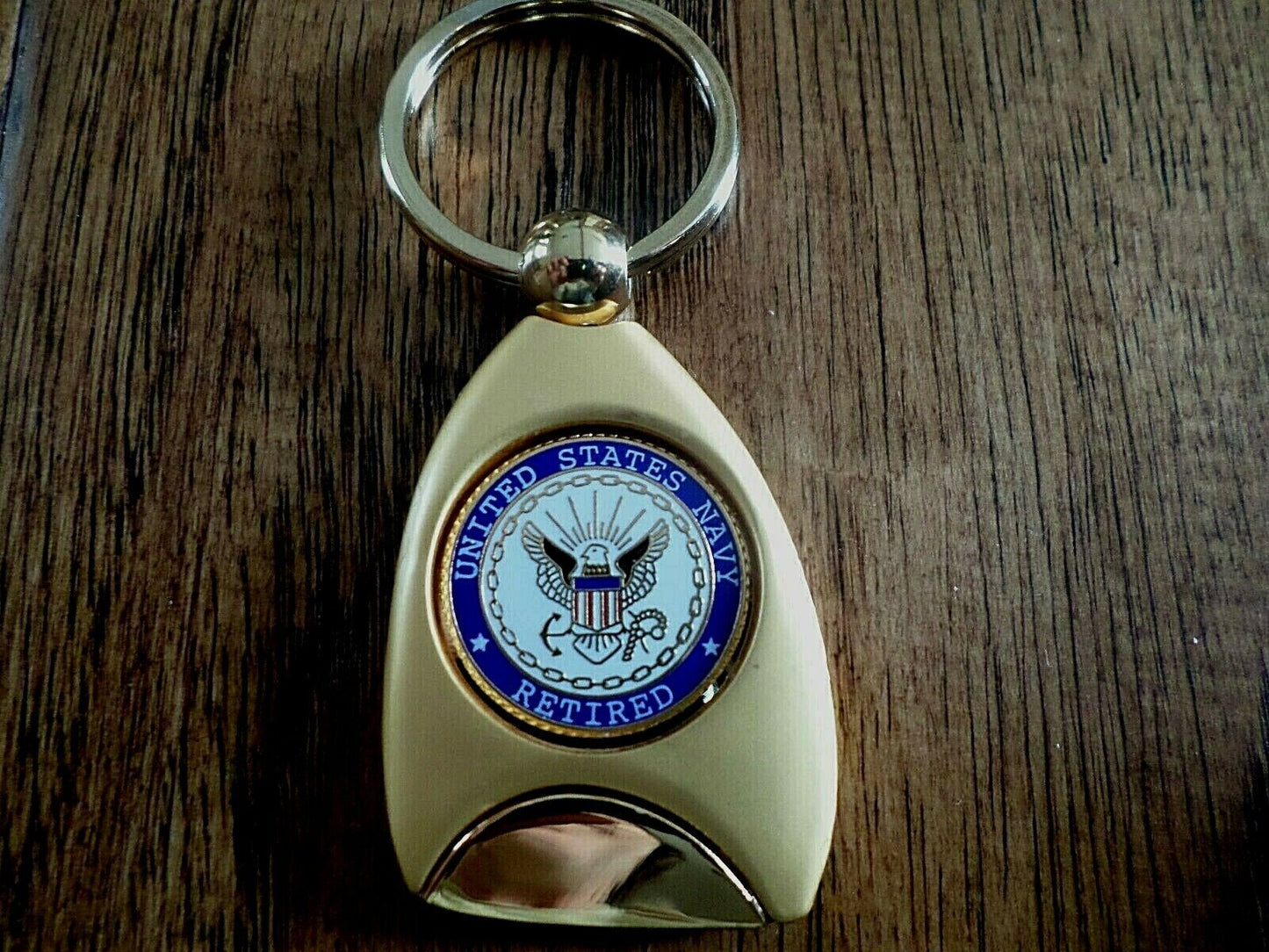 U.S MILITARY NAVY RETIRED SERVICE KEY CHAIN KEY RING METAL HEAVY DUTY