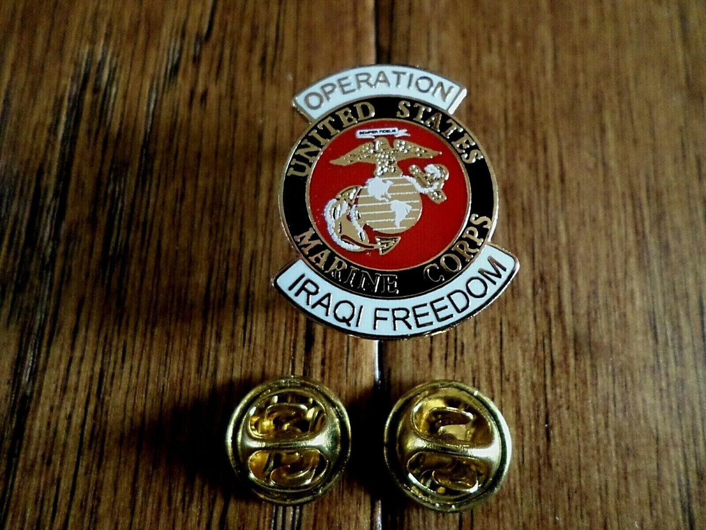 MILITARY MARINE CORPS IRAQI FREEDOM TIE BAR / TIE TAC & LAPEL HAT PIN GIFT SET