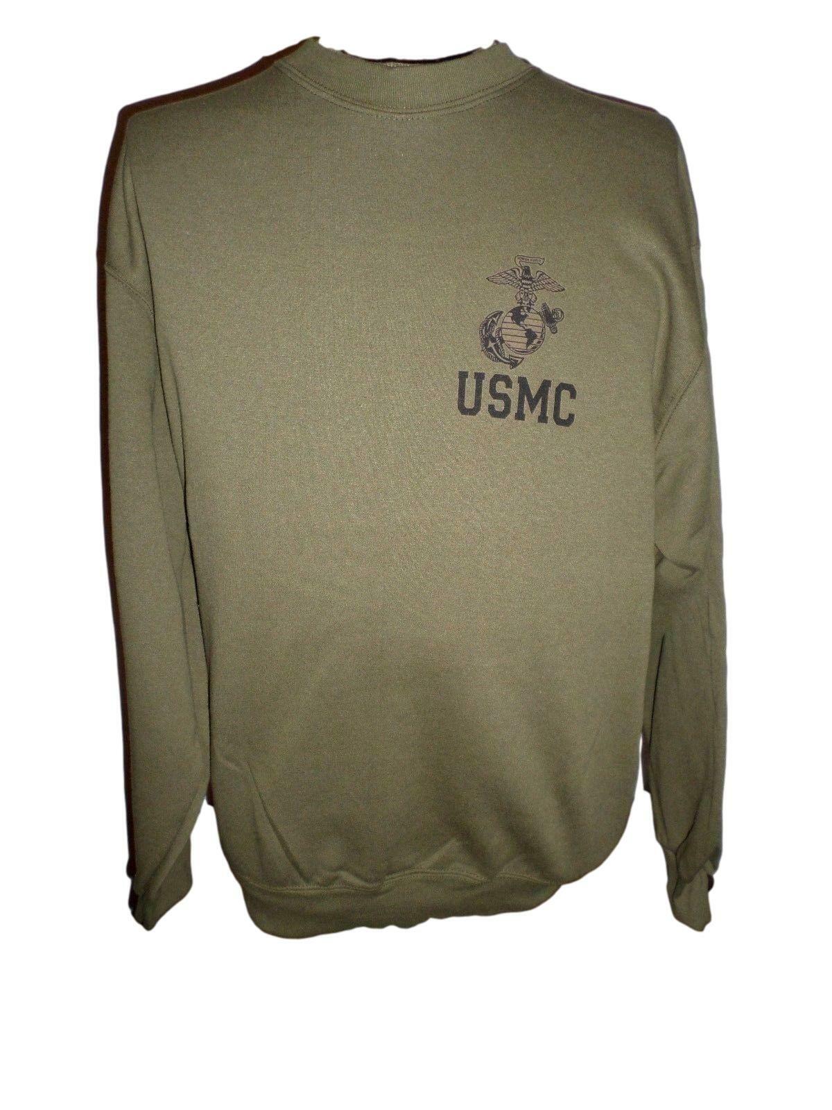 NEW U.S MARINE CORPS SWEATSHIRT U.S.M.C. E.G.A  OD GREEN SIZE MEDIUM U.S.A MADE