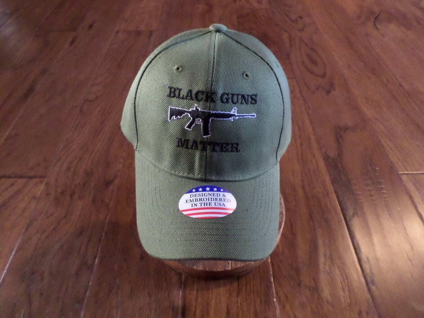 BLACK GUNS MATTER 6 PANEL CAP EMBROIDERED HAT 2nd AMENDMENT OD GREEN