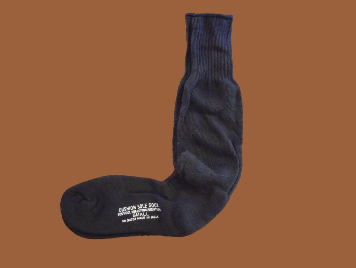 NEW MILITARY CUSHION SOLE WOOL BLEND SOCKS U.S.A MADE BLACK SMALL