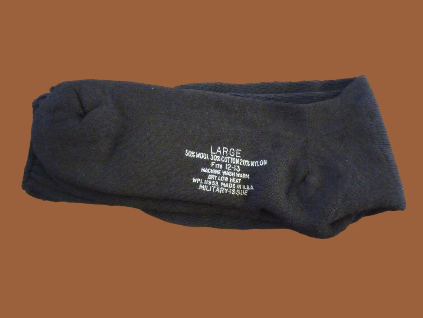 NEW MILITARY ISSUE CUSHION SOLE WOOL BLEND SOCKS U.S.A MADE BLACK LARGE