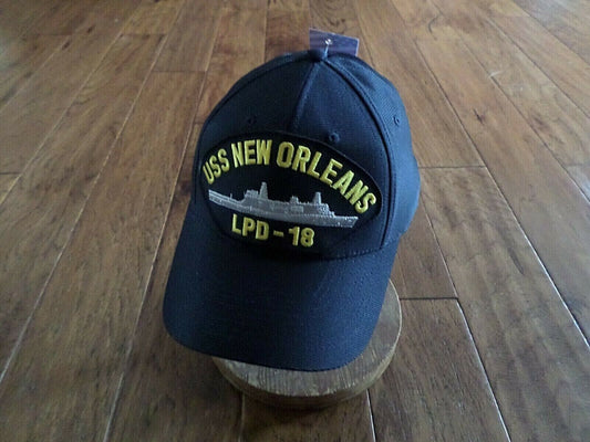 USS NEW ORLEANS LPD-18 NAVY SHIP HAT U.S MILITARY OFFICIAL BALL CAP U.S.A MADE