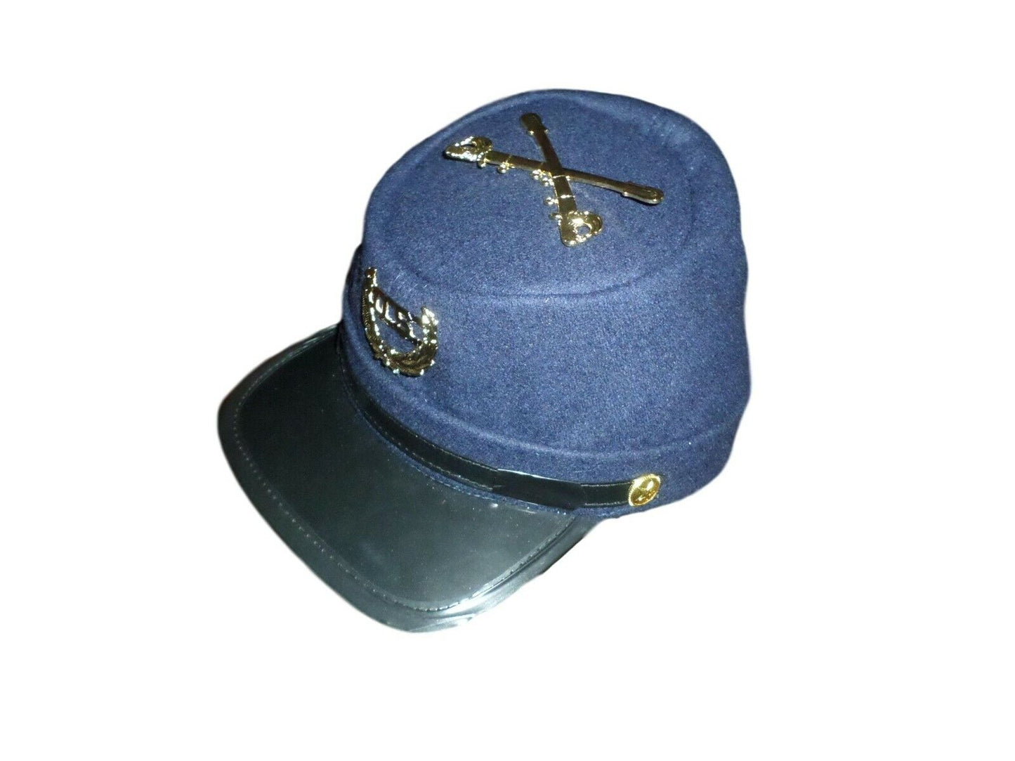 CIVIL WAR UNION KEPI CAVALRY HAT BLUE WOOL ADJUSTABLE KEPI SWORDS U.S BADGE