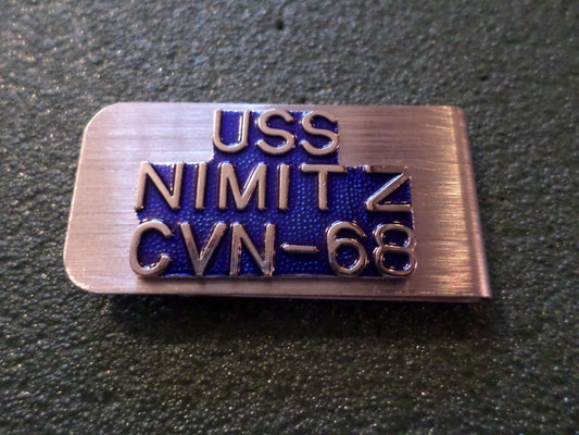 U.S MILITARY NAVY U.S.S NIMITZ CVN-68 METAL MONEY CLIP U.S.A MADE NEW IN BAGS